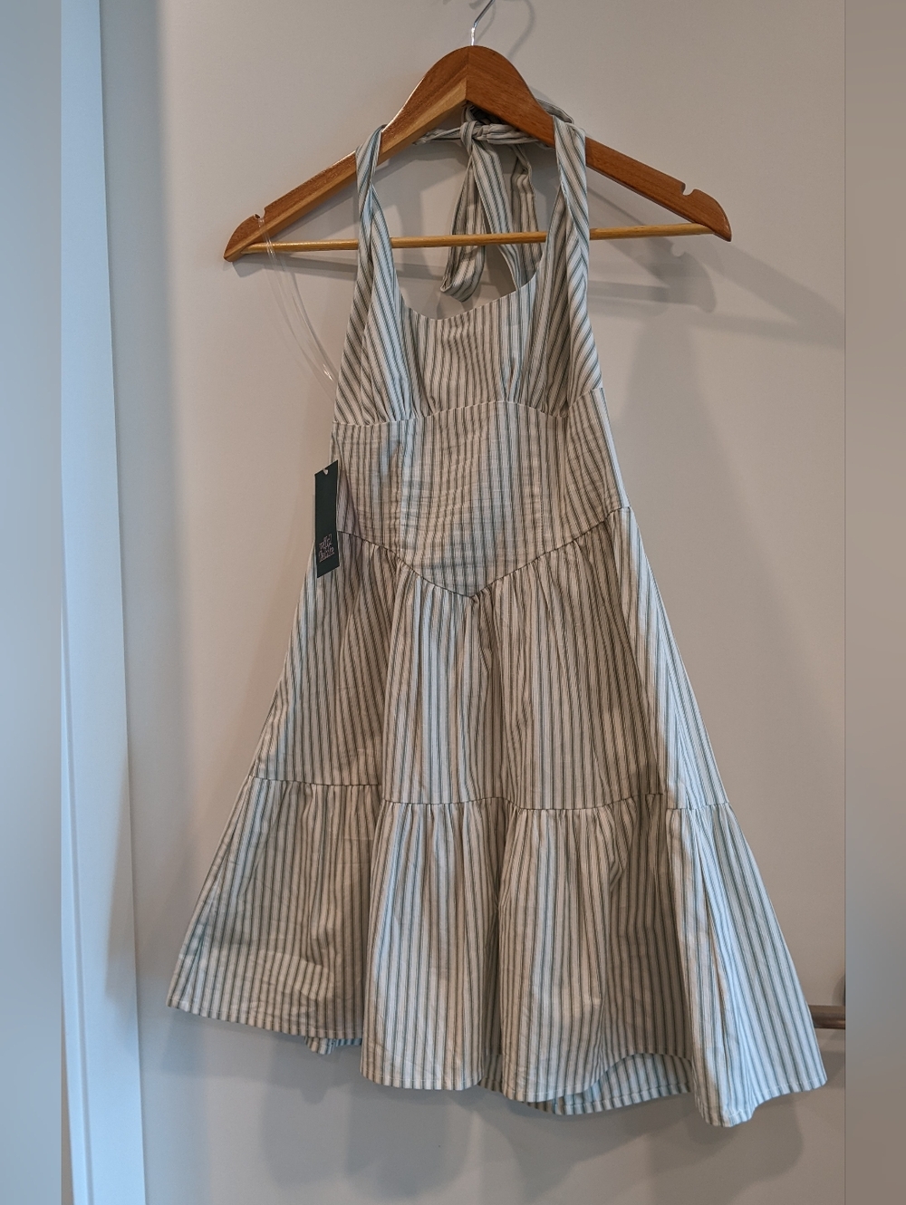 Wild Fable Striped Halter Tiered Sundress - Green & White Size Xs